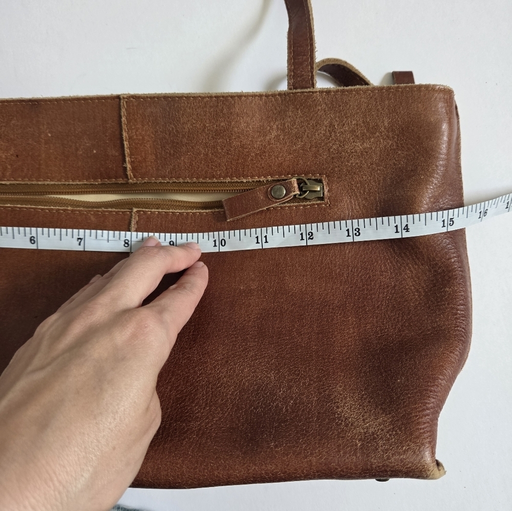 VTG Hobo international Leather Shoulder Bag Cognac Honey Brown med 15x9 - Picture 7 of 10